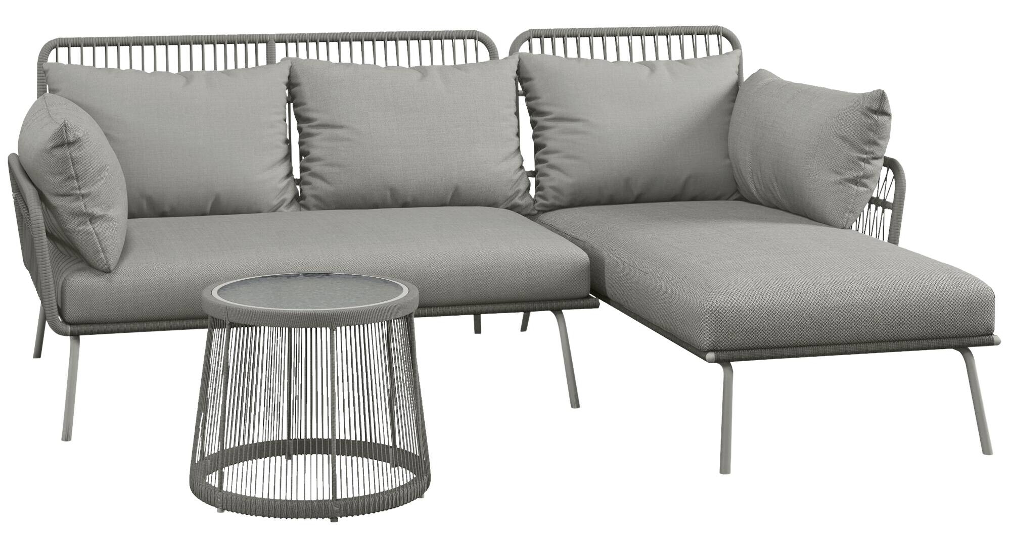 Outsunny Gartensitzgruppe 3tlg. hellgrau Polyester B/H/L: ca. 77x82x125 cm