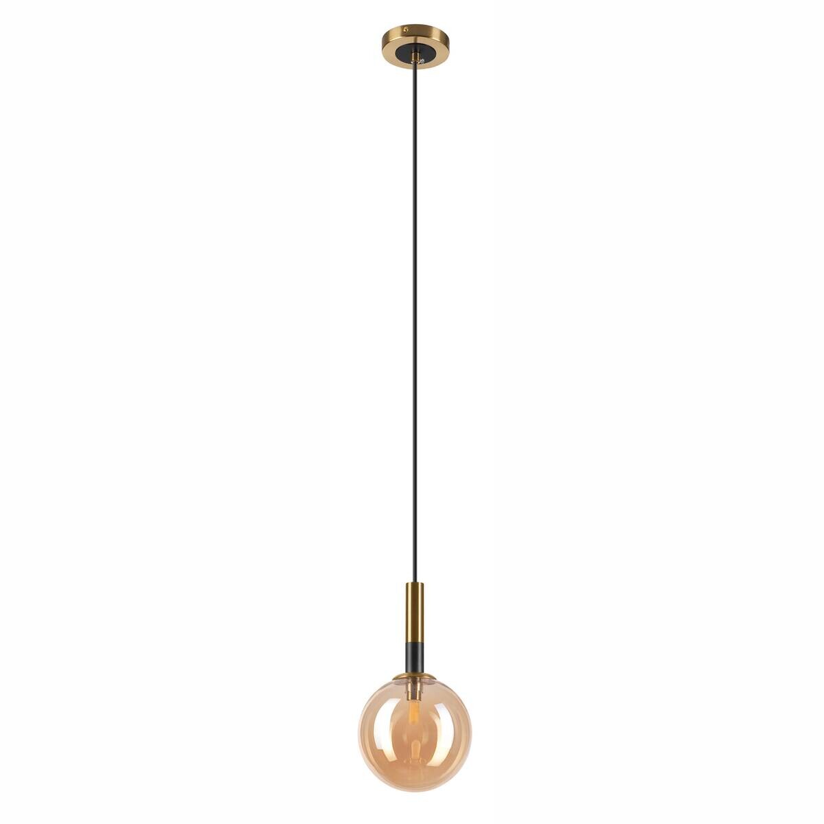 Lamkur Pendelleuchte Rollo gold schwarz Glas Stahl H/L: ca. 120x15 cm E27 1 Brennstellen