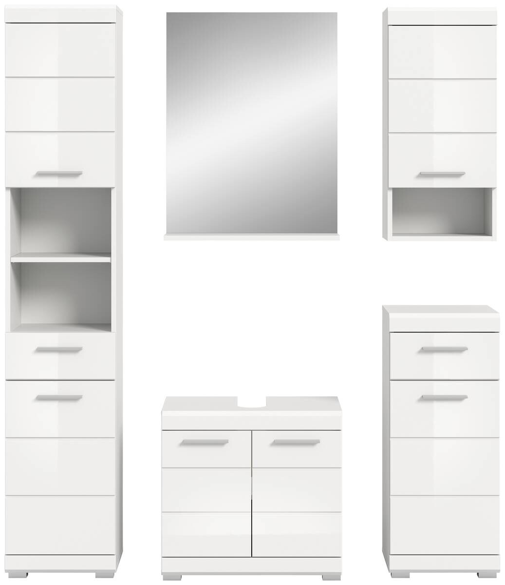 Badezimmer-Set Scout weiß weiß Hochglanz B/H/T: ca. 164x191x34 cm