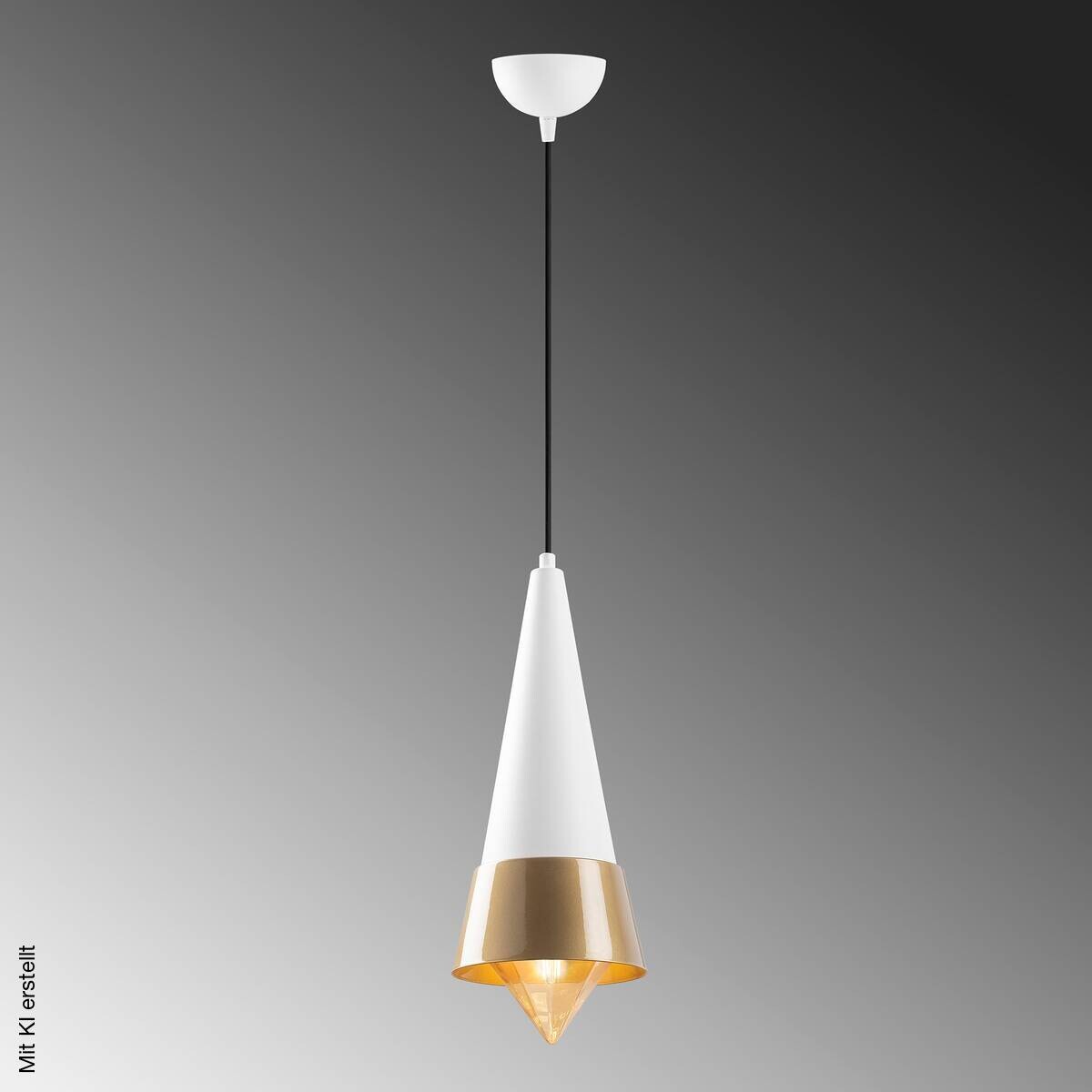 Opviq Pendelleuchte weiß gold B/H/T: ca. 19x137x19 cm E27 1 Brennstellen