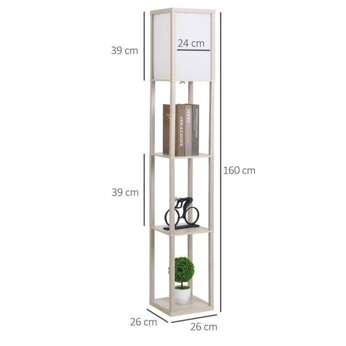 HOMCOM Stehlampe 833-623V90AK Eiche weiß Acryl Kunststoff B/H/L: ca. 26x160x26 cm E27 1 Brennstellen