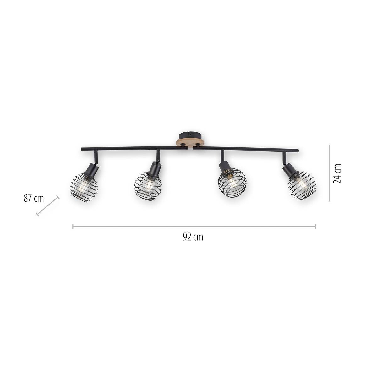 Just Light Deckenleuchte 15924-79 Eugen natur schwarz Aluminium Holzwerkstoff 4 Brennstellen