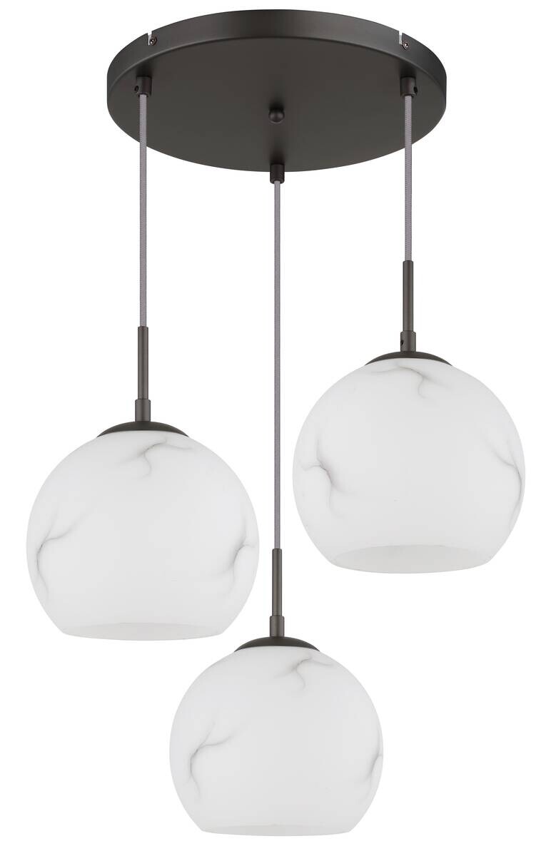 GLOBO Pendelleuchte RAGUSA schwarz Glas Metall H/D: ca. 120x42,5 cm E27 3 Brennstellen