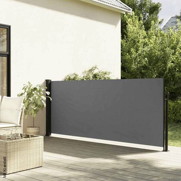 vidaXL Seitenmarkise anthrazit 100% Polyester Stahl B/H/T/L: ca. 120x120x500x500 cm