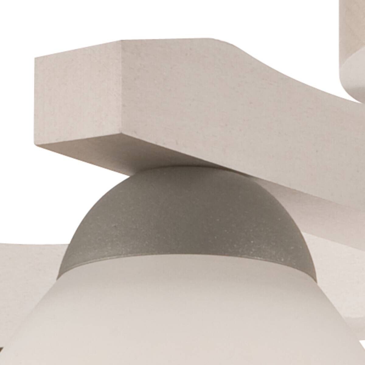 Lamkur Deckenleuchte buche weiß Stahl Glas Holz B/H/L: ca. 37x23x37 cm 5 Brennstellen