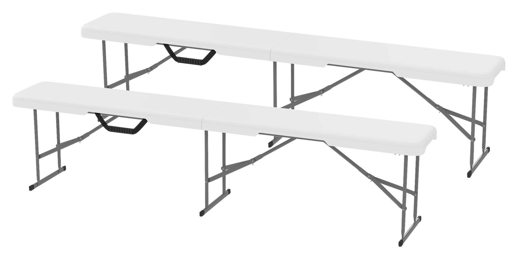 Outsunny Bierbank weiß Metall B/H/L: ca. 28x42x182 cm