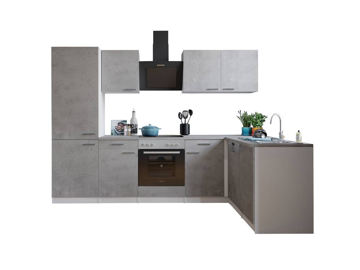 Respekta Winkelküche Malia Beton Optik B/H/T: ca. 280x200x172 cm
