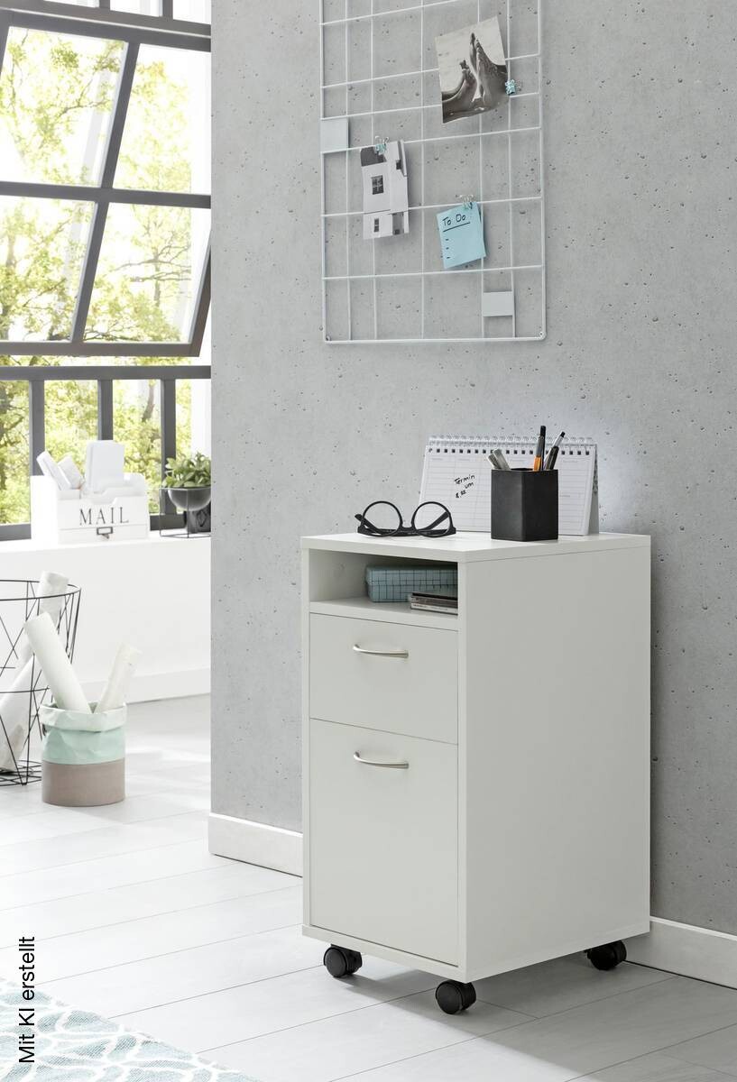 Rollcontainer weiß Spanplatte B/H/T: ca. 33x63x38 cm
