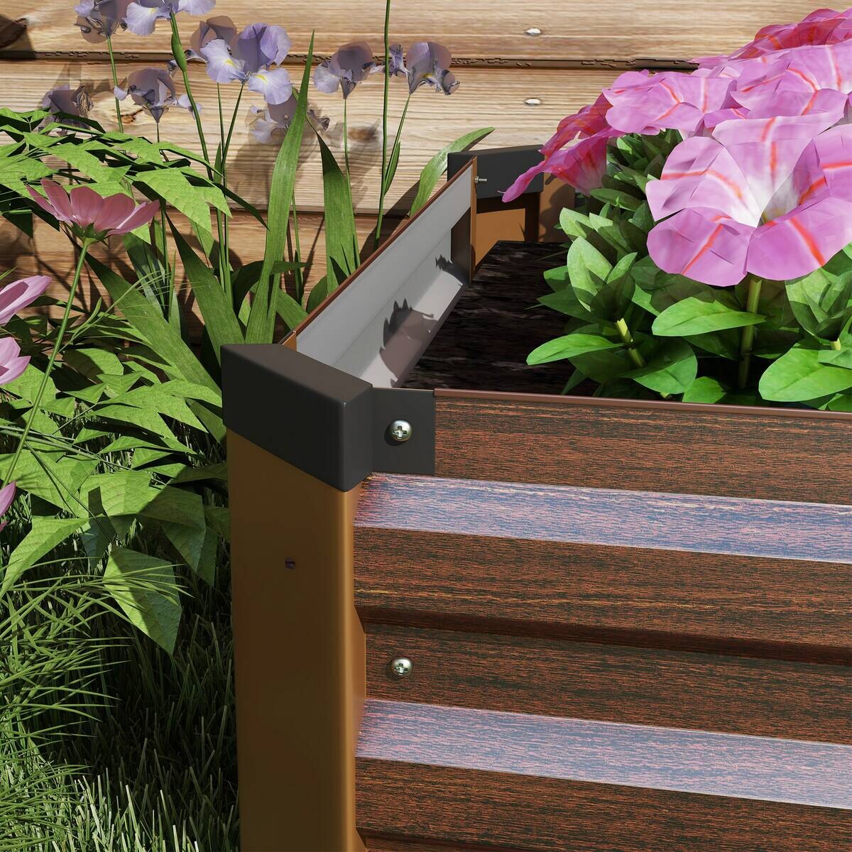 Outsunny Hochbeet braun Stahl B/H/L: ca. 60x30x240 cm