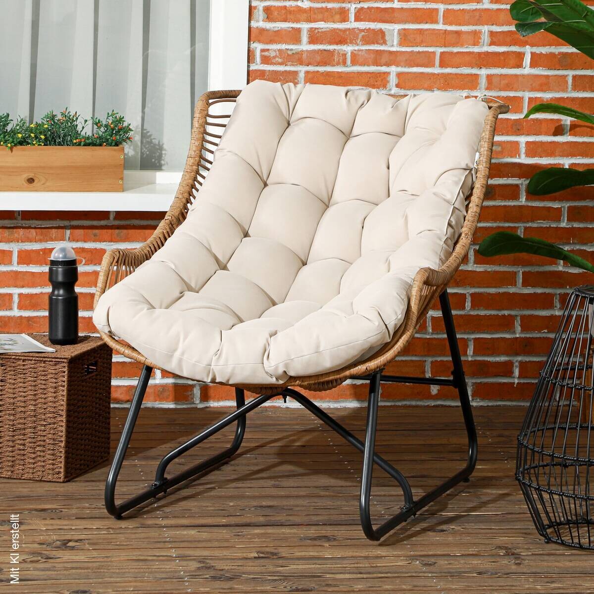 Outsunny Gartensessel khaki Stahl B/H/L: ca. 75x90x101 cm