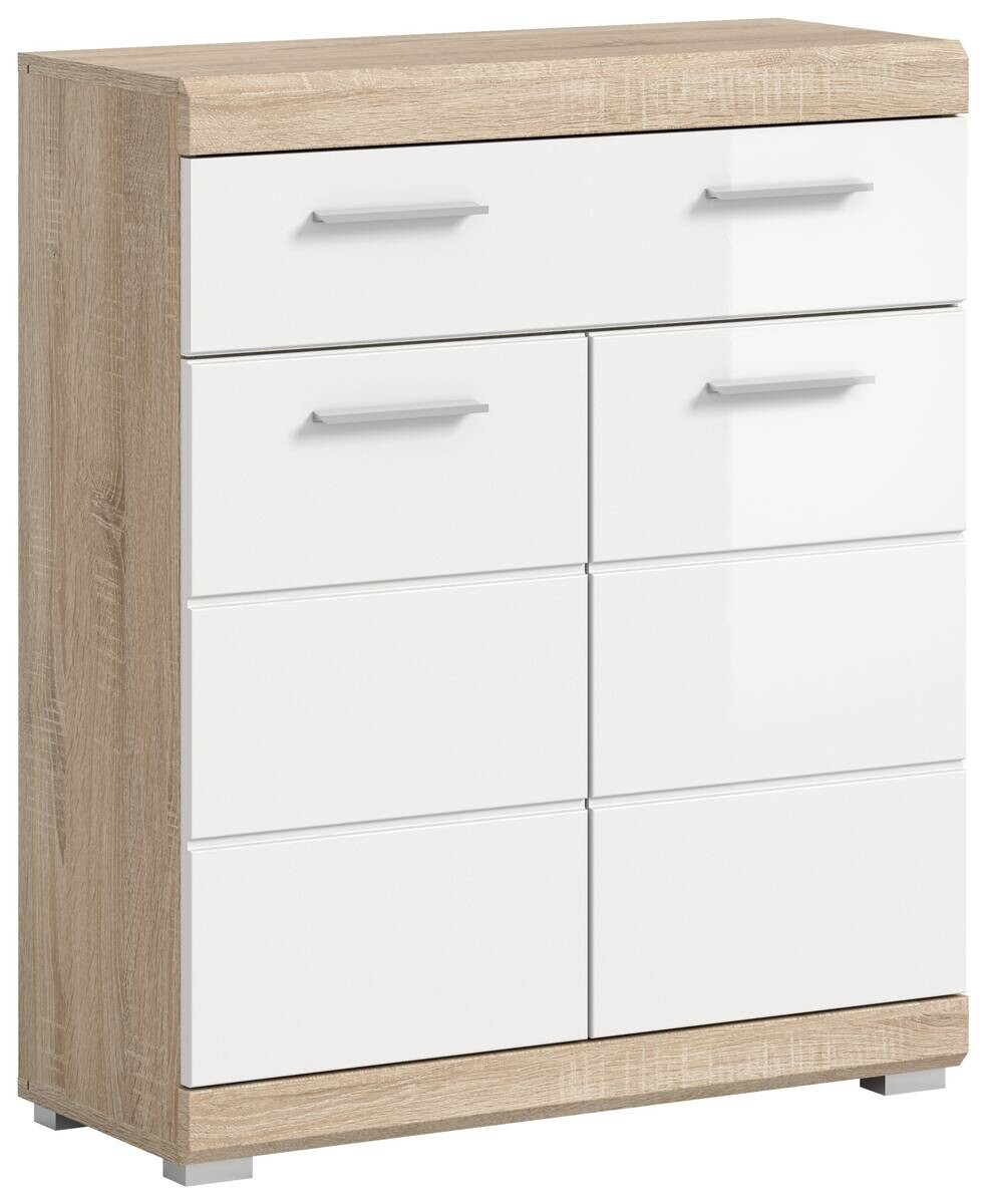 Schrank Lambada Eiche Sonoma Nachbildung weiß Hochglanz B/H/T: ca. 74x88x31 cm