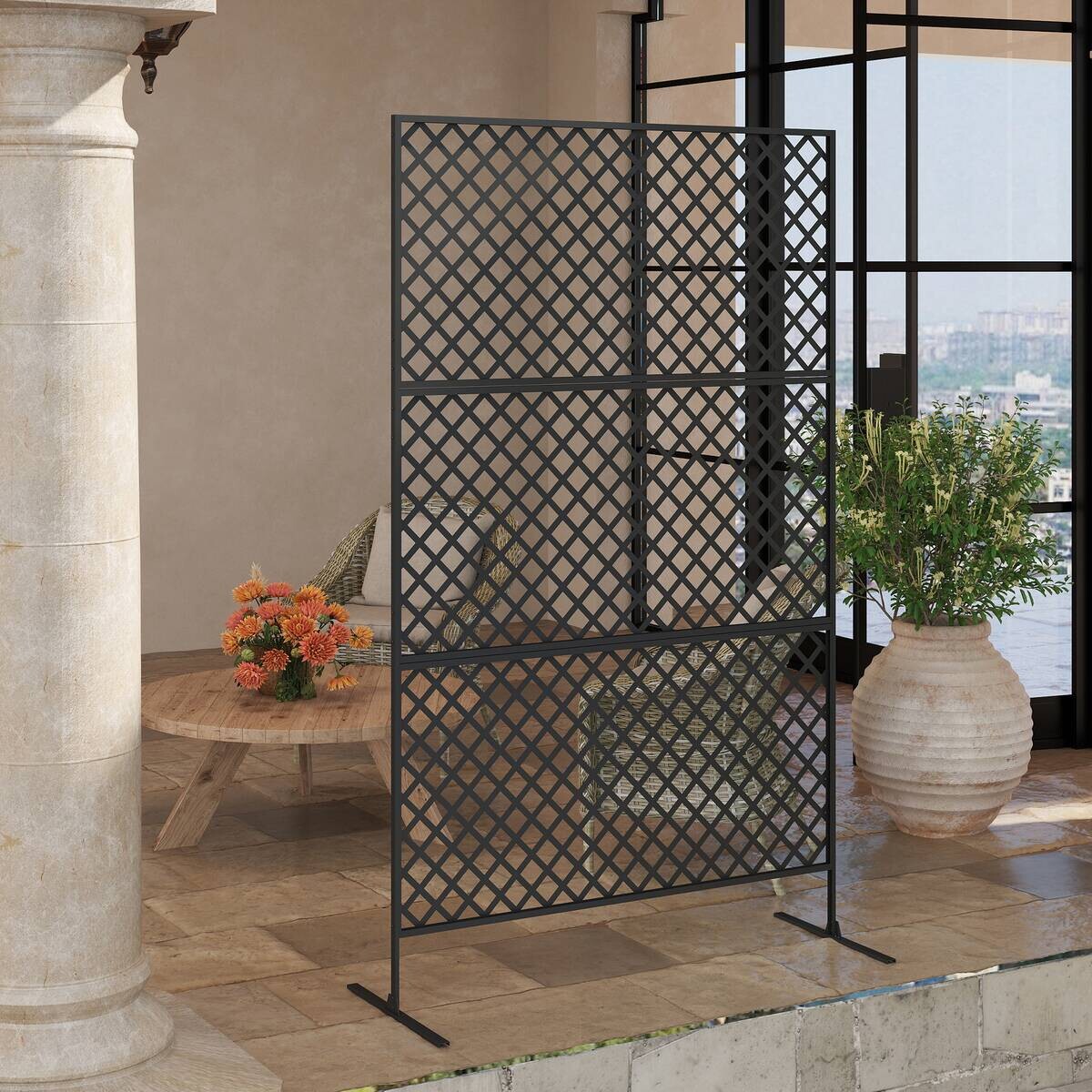 Outsunny Raumteiler schwarz Stahl B/H/L: ca. 45x198x122 cm