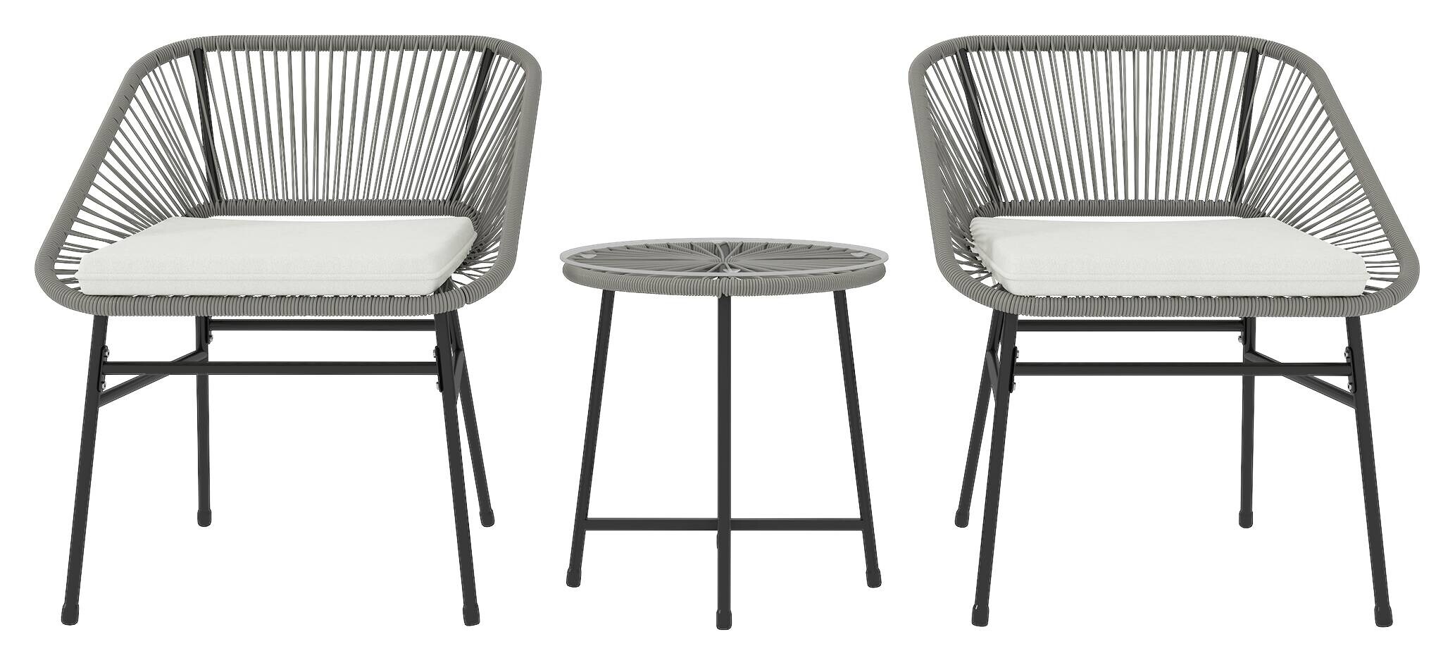Outsunny Balkonmöbel-Set dunkelgrau Polyethylen B/H/L: ca. 63x76x65 cm