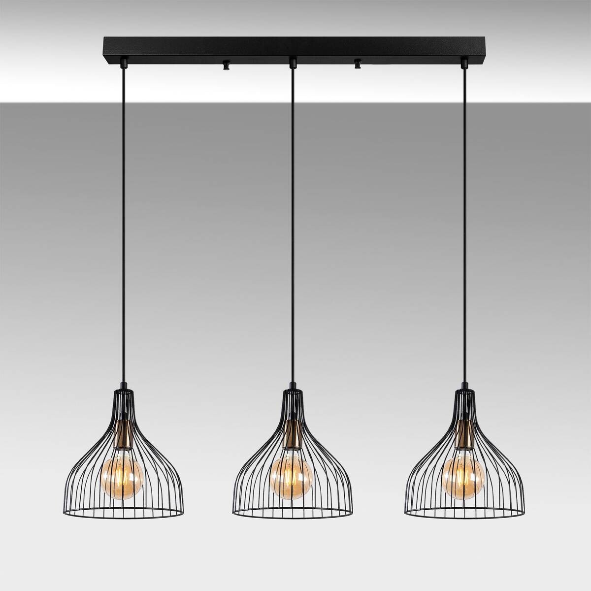 Opviq Pendelleuchte Cafu bronze schwarz Metall B/H/T/L/D: ca. 25x121x25x94x25 cm E27 3 Brennstellen