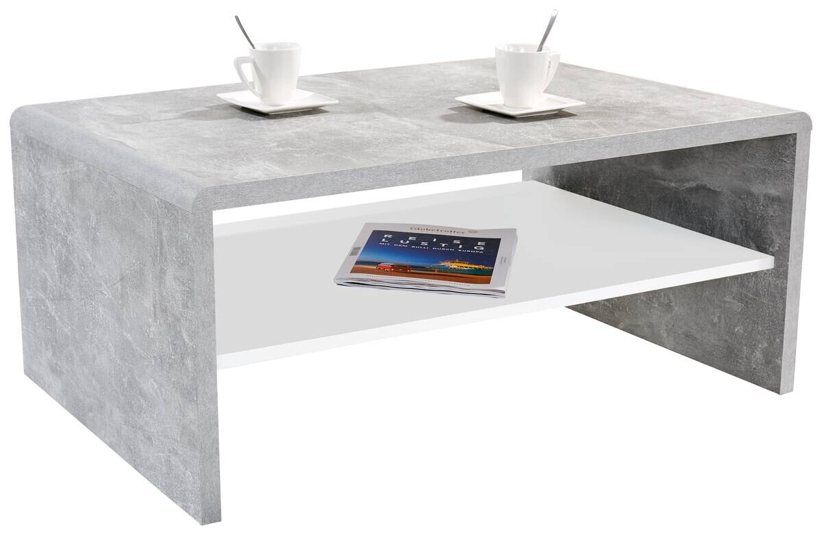 Couchtisch Cala Luna C4T02 Beton Optik Alpinweiß Nachbildung B/H/T: ca. 100x40x59 cm