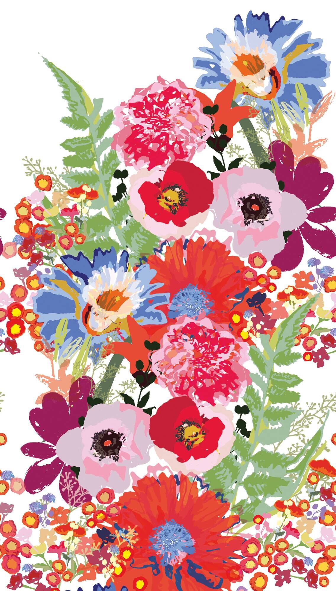 Livingwalls Fototapete Floral rot bunt weiß B/L: ca. 280x159 cm