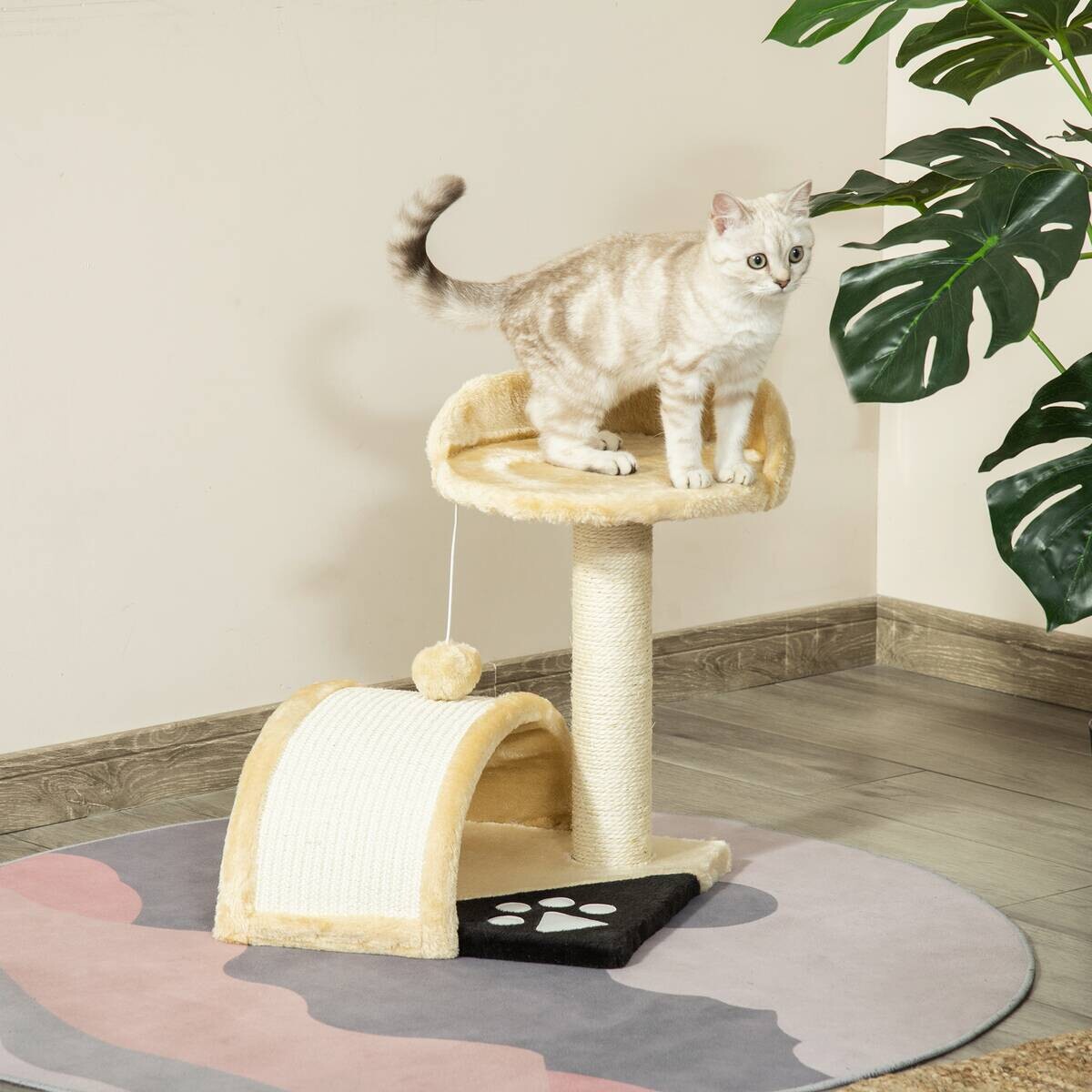 PawHut Kratzbaum beige Edelstahl B/H/L: ca. 37x35,5x46 cm