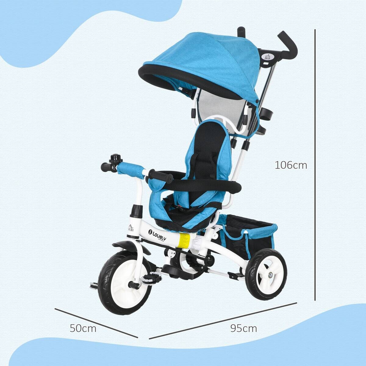 HOMCOM Kinderdreirad blau B/H/L: ca. 50x106x95 cm