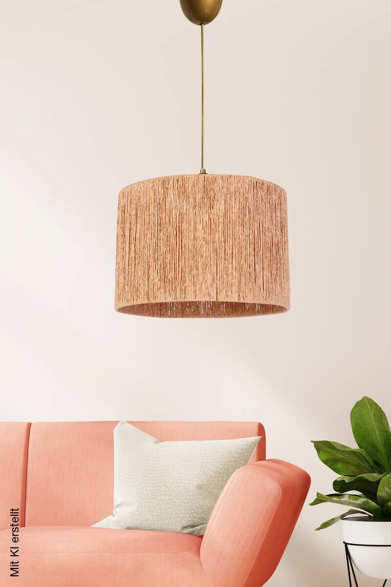 Opviq Pendelleuchte beige Kunststoff Baumwolle B/H/T/L: ca. 30x60x30x30 cm E27 1 Brennstellen