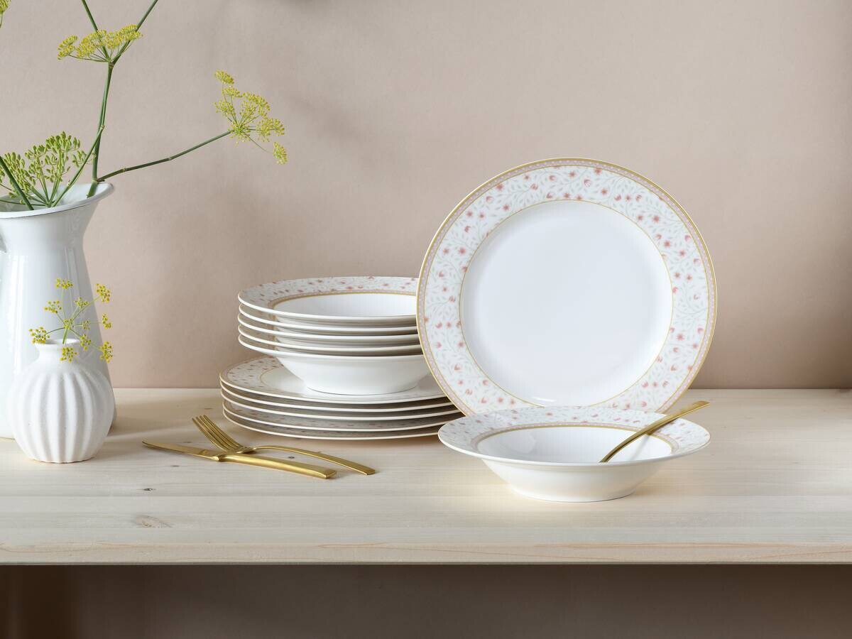 CreaTable Tafelservice Emilia weiß Porzellan 12 tlg.