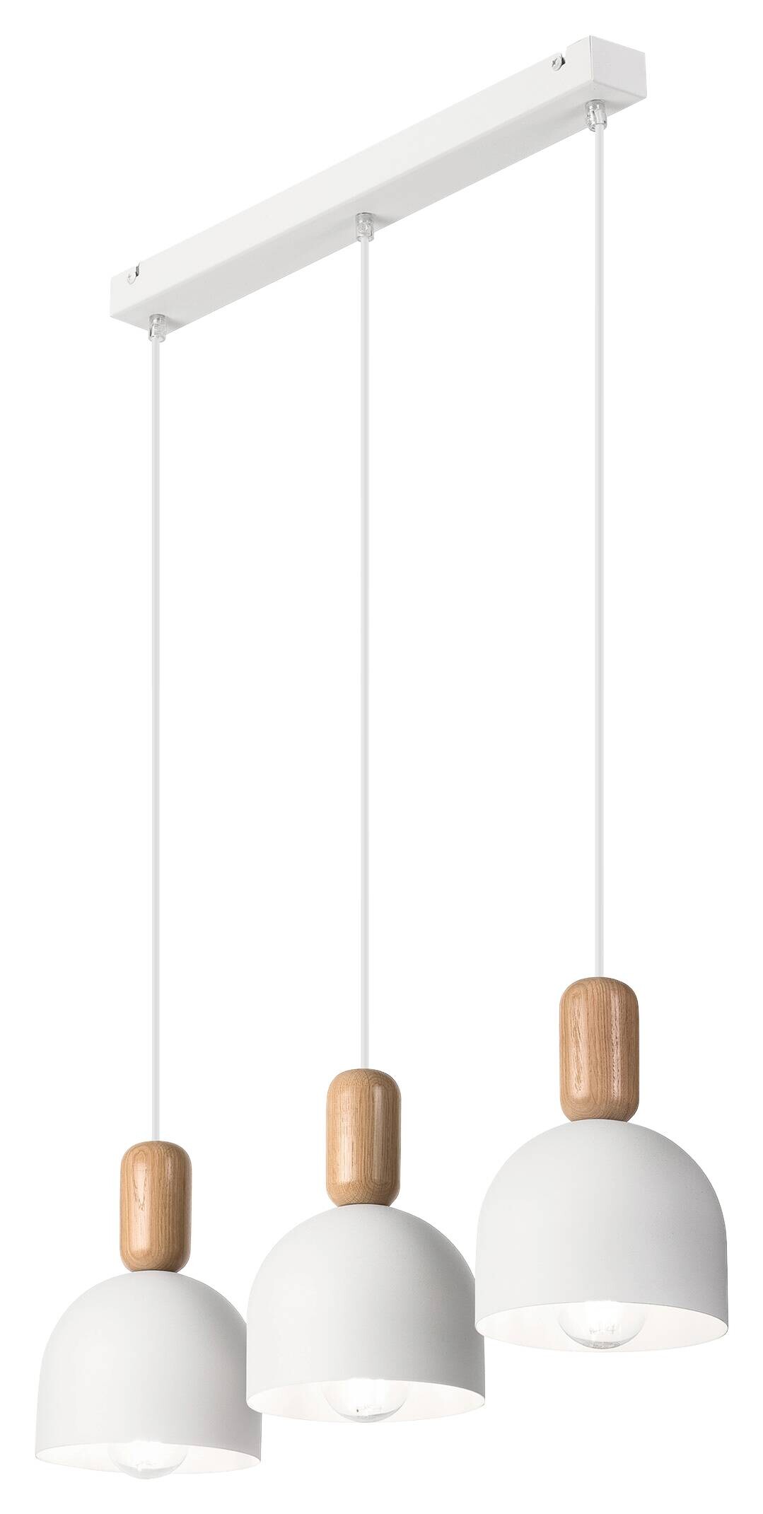 Lamkur Hängeleuchte Eiche weiß Stahl Holz B/H/L: ca. 15,5x85x59 cm E27 3 Brennstellen