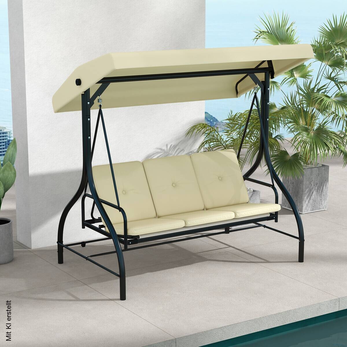 Outsunny Hollywoodschaukel beige Stahl B/H/L: ca. 117x175x195 cm