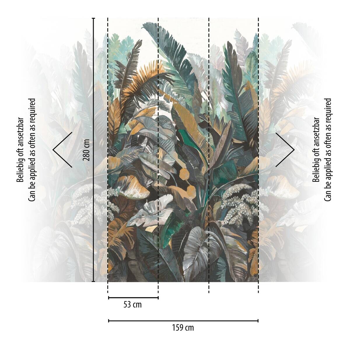 Livingwalls Fototapete Dschungel braun grau grün B/L: ca. 280x159 cm