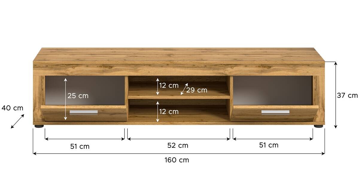 Lowboard Jam Eiche Wotan Nachbildung B/H/T: ca. 160x37x40 cm