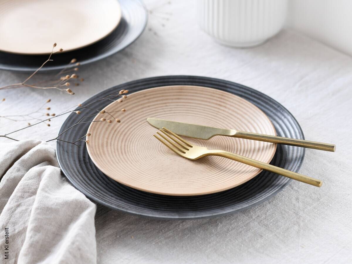 CreaTable Teller-Set Catania sand Steinzeug