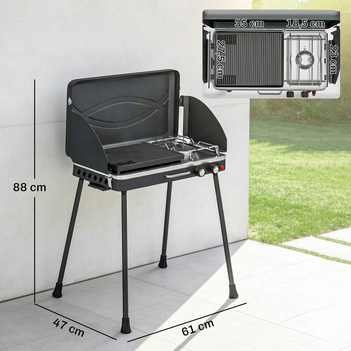 Outsunny Gasgrill Aluminium B/H/L: ca. 47x88x61 cm
