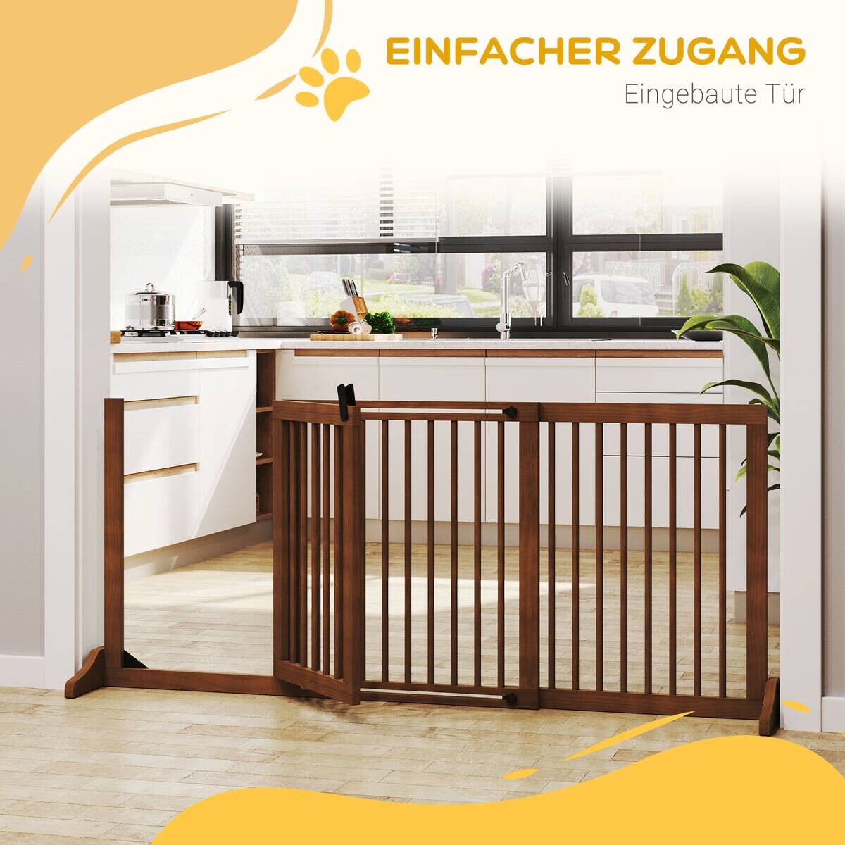 PawHut Schutzgitter braun Edelstahl B/H/L: ca. 166x113x36 cm