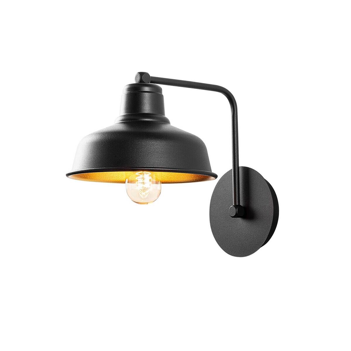 Opviq Wandleuchte schwarz Metall B/H/L: ca. 27x24x19 cm E27 1 Brennstellen