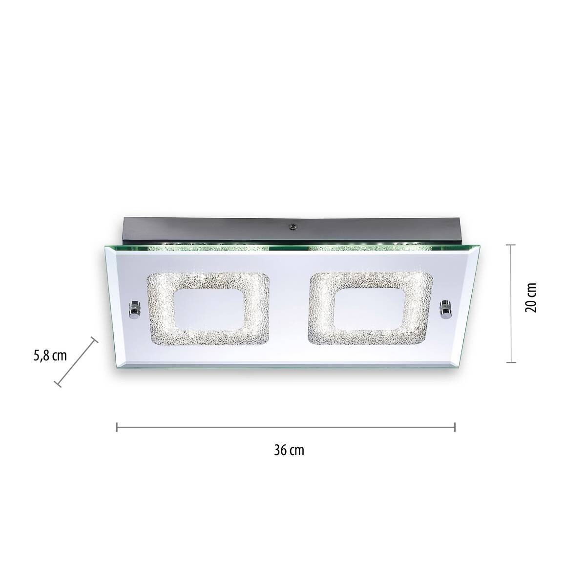 Just Light LED-Deckenleuchte LISA 11571-17 Chrom klar Glas Metall B/H/T: ca. 20x5,8x36 cm 2 Brennstellen