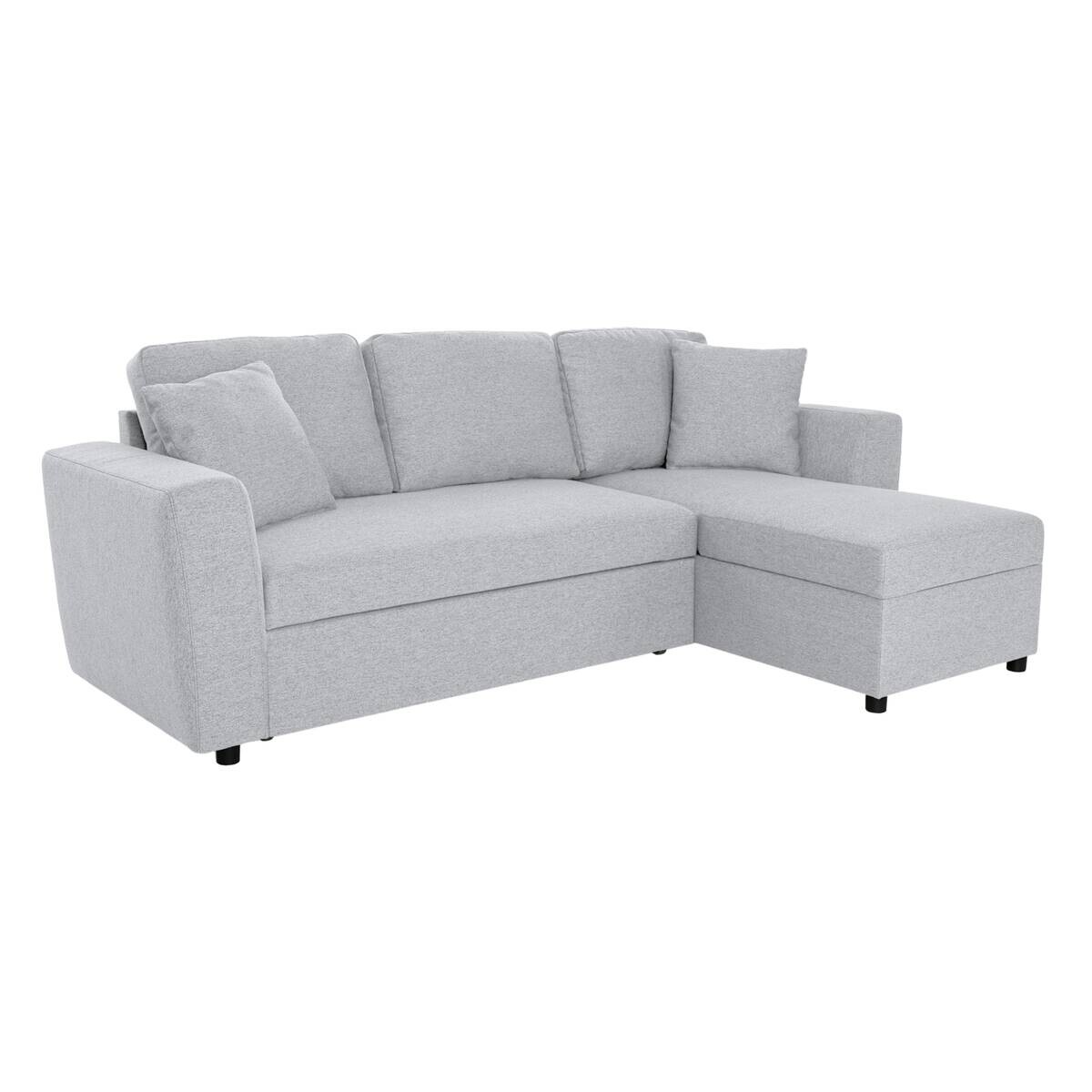 Ecksofa mit Bettfunktion und Bettkasten hellgrau Webstoff B/H/T: ca. 234x86x144 cm