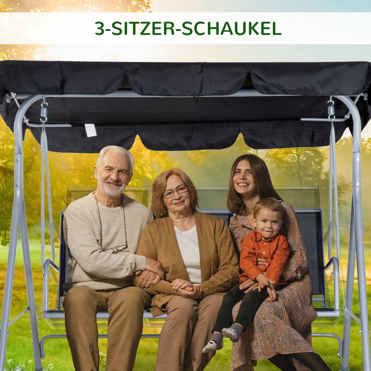 Outsunny Hollywoodschaukel schwarz Metall B/H/L: ca. 110x153x170 cm