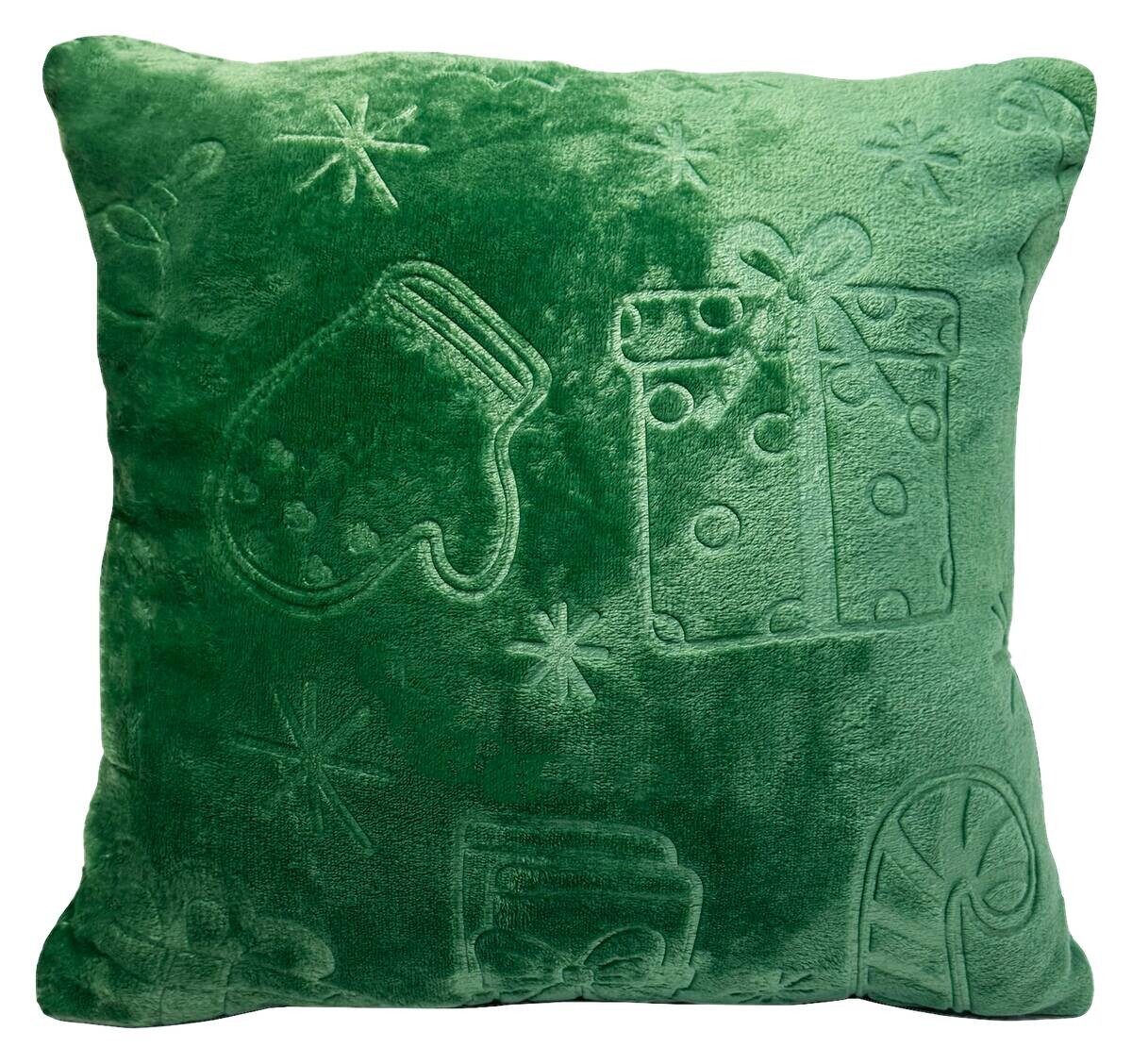 POCOline Dekokissen Weihnachten Flanell grün 100% Polyester B/L: ca. 45x45 cm