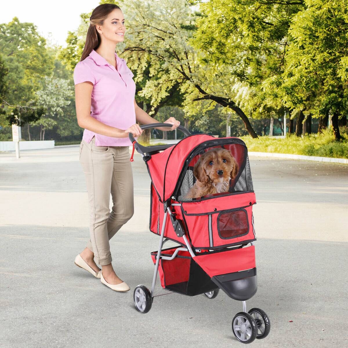 PawHut Hunde-Zubehör rot Polyester B/H/L: ca. 45x75x97 cm