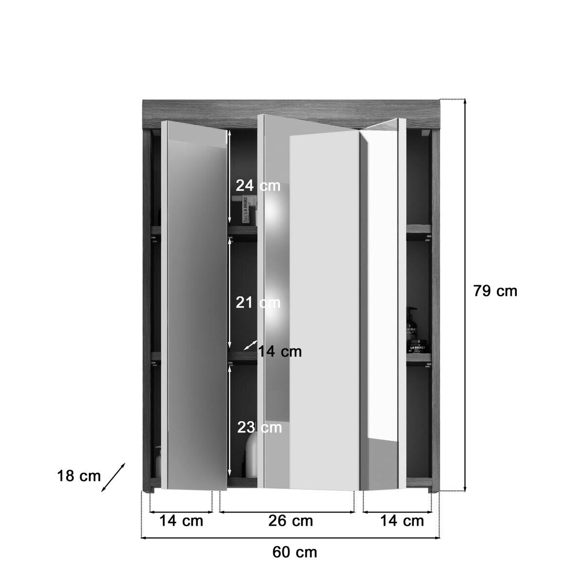 Badezimmer-Set Scout Rauchsilber Nachbildung weiß Hochglanz B/H/T: ca. 60x191x34 cm
