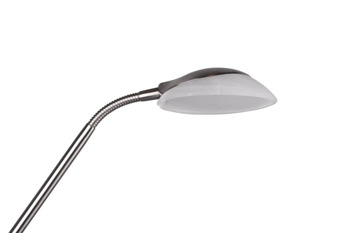 Reality Stehlampe Orson nickel matt weiß Metall Glas H/D: ca. 180x32 cm
