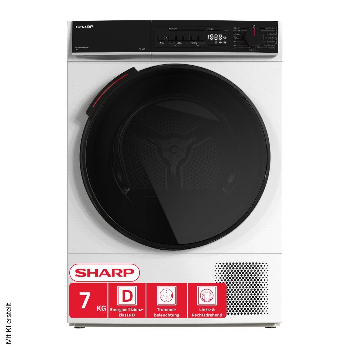 Sharp Wärmepumpentrockner WNHB7S9GWD-DE EEK: D Spektrum: A bis G 7kg weiß B/H/T: ca. 60x85x61 cm