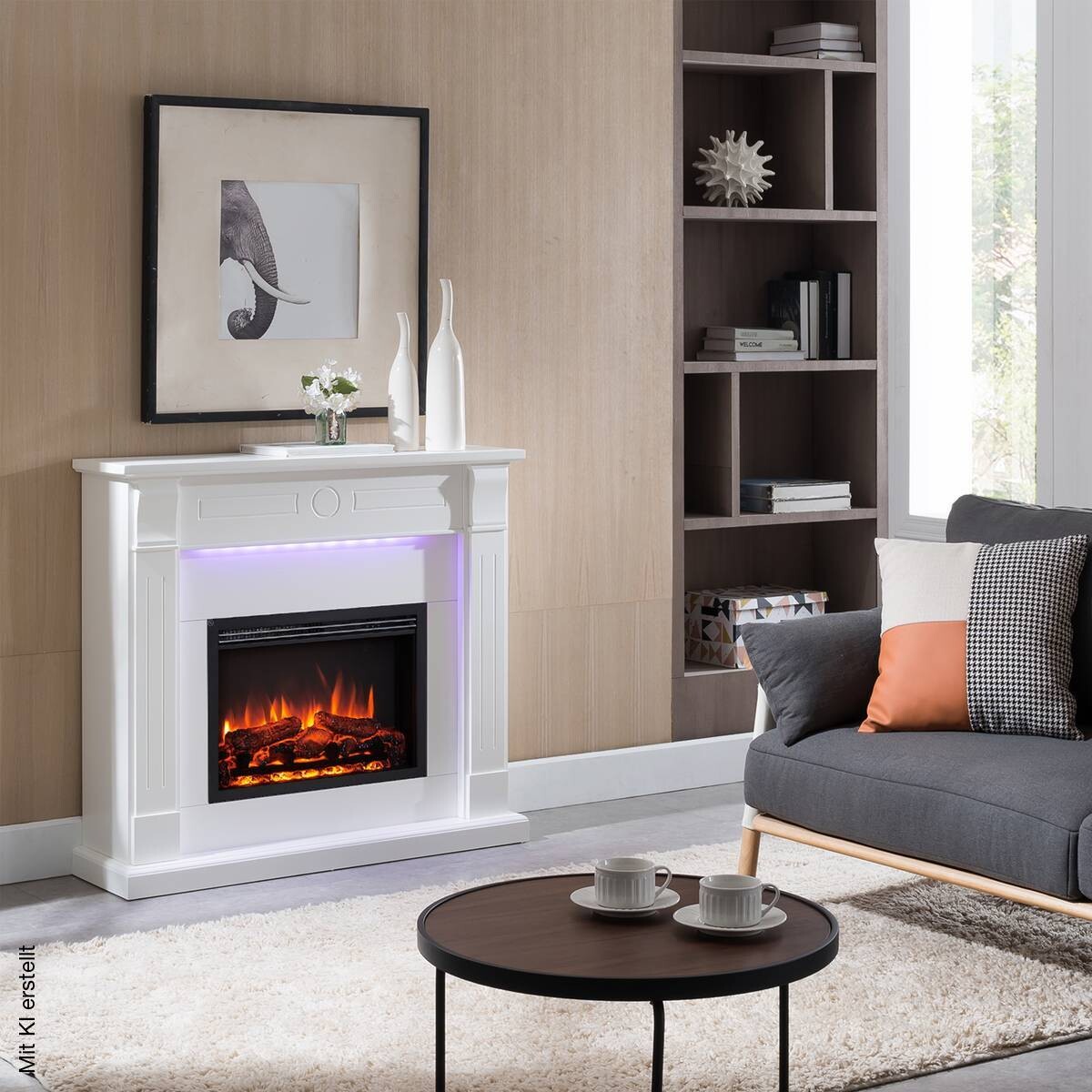 Balderia Elektrischer-Kamin Hikaru EF61D-MT119C weiß B/H/T: ca. 110x99x31 cm ca. 2000 W