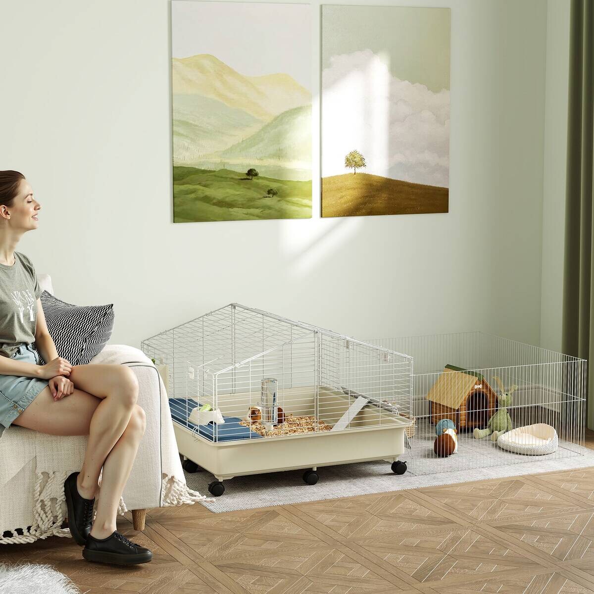 PawHut Kleintierkäfig mehrfarbig Stahl B/H/L: ca. 88x63x173 cm