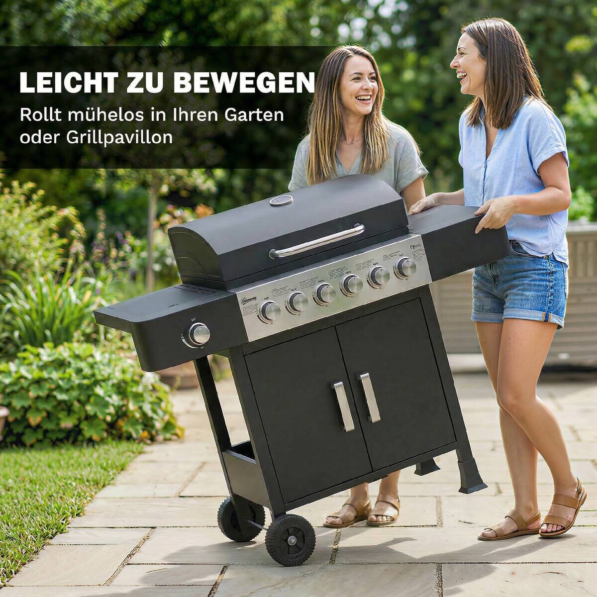 Outsunny Gasgrill Edelstahl B/H/L: ca. 51x101x135 cm