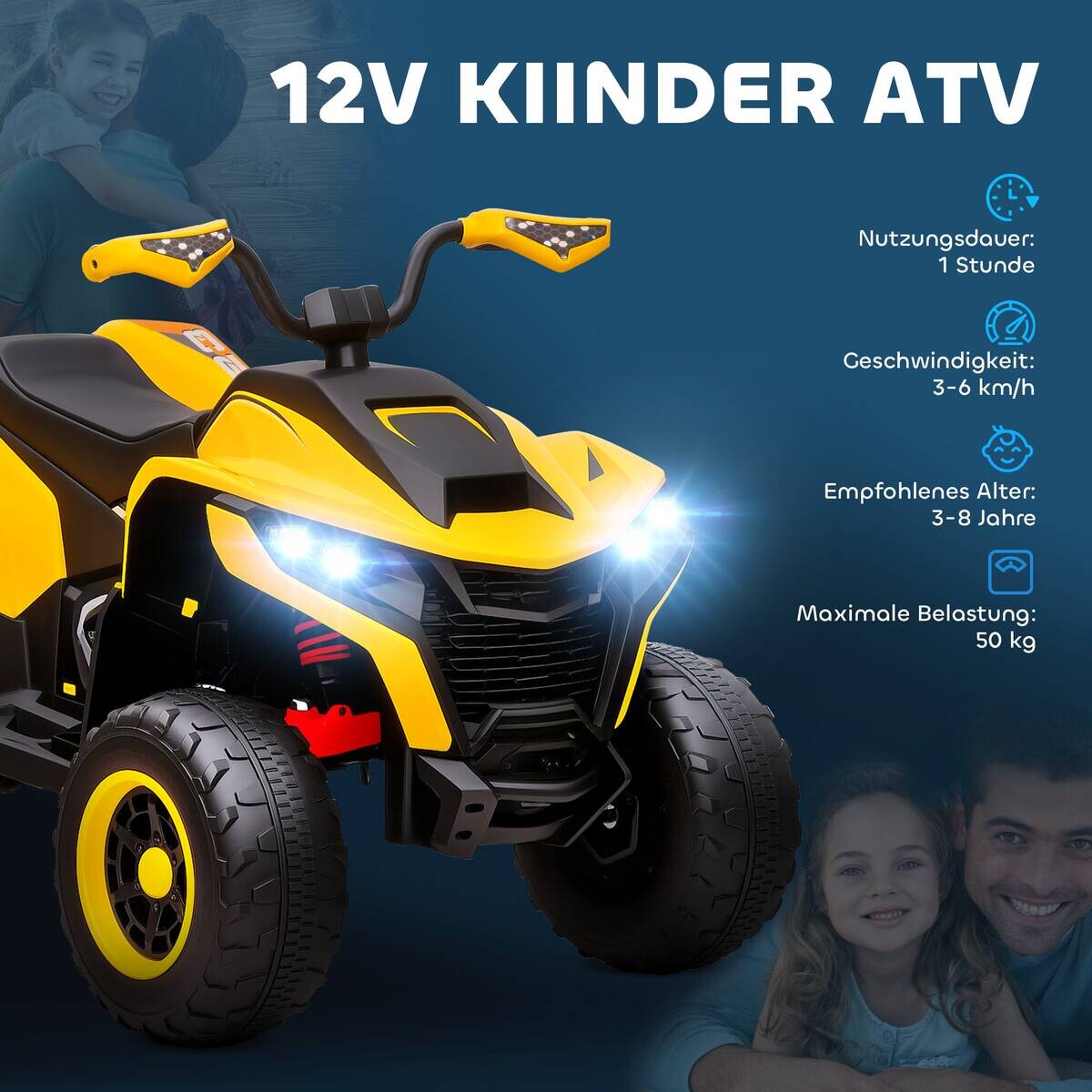 AIYAPLAY Kinder Elektro-Quad gelb B/H/L: ca. 69x75x101 cm