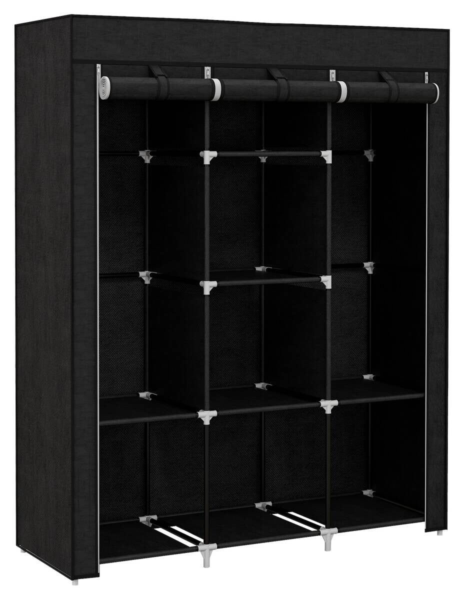 HOMCOM Kleiderschrank schwarz Edelstahl B/H/L: ca. 43x125x162,5 cm