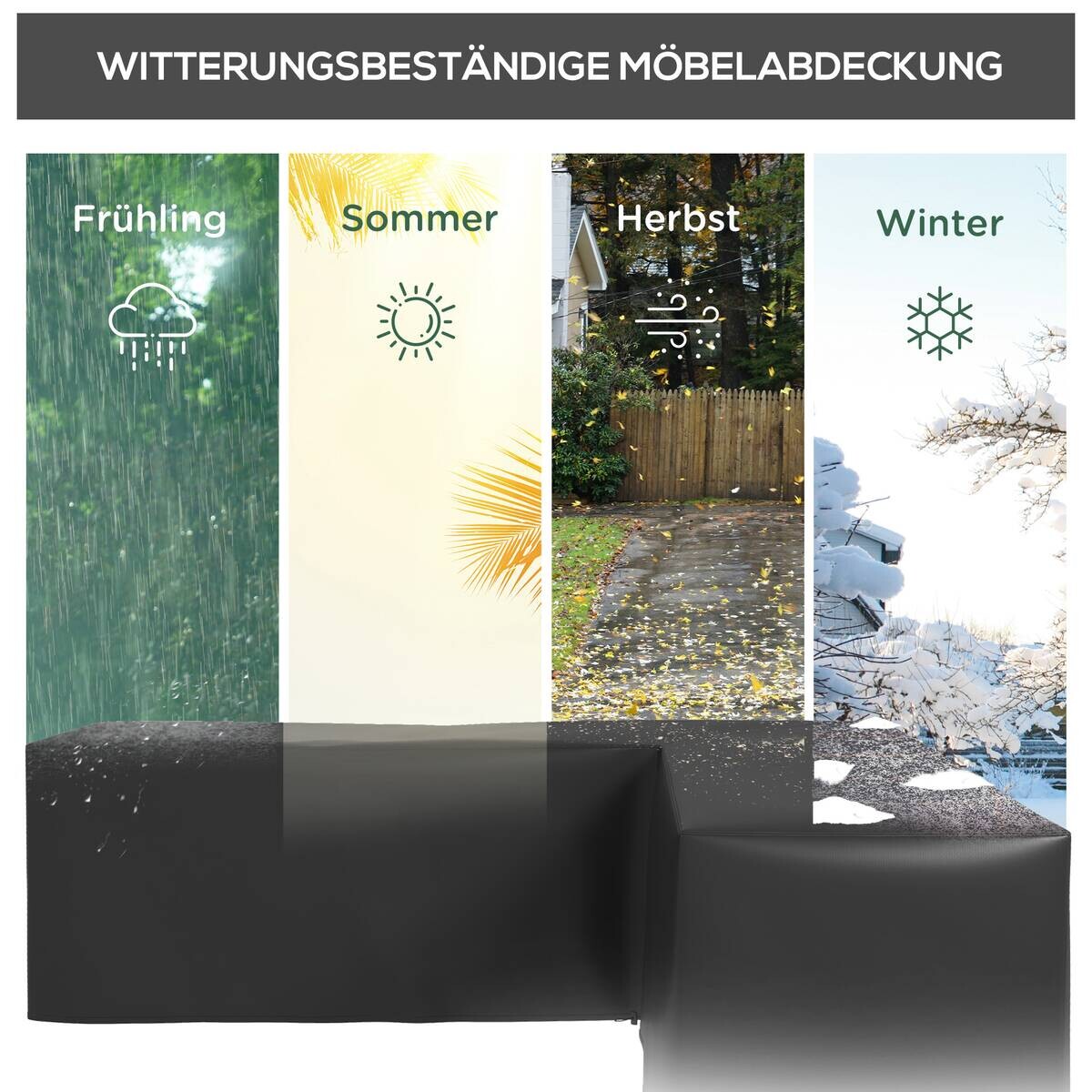 Outsunny Gartenmöbel-Abdeckung schwarz Polyester B/H/L: ca. 250x79x250 cm