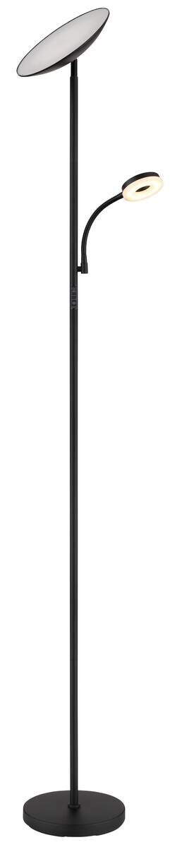 GLOBO LED-Deckenfluter Opal Chrom schwarz Metall Kunststoff H/D: ca. 179x25 cm 1 Brennstellen