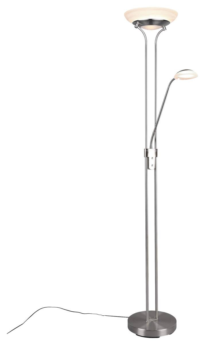 Reality Stehlampe Orson nickel matt weiß Metall Glas H/D: ca. 180x32 cm