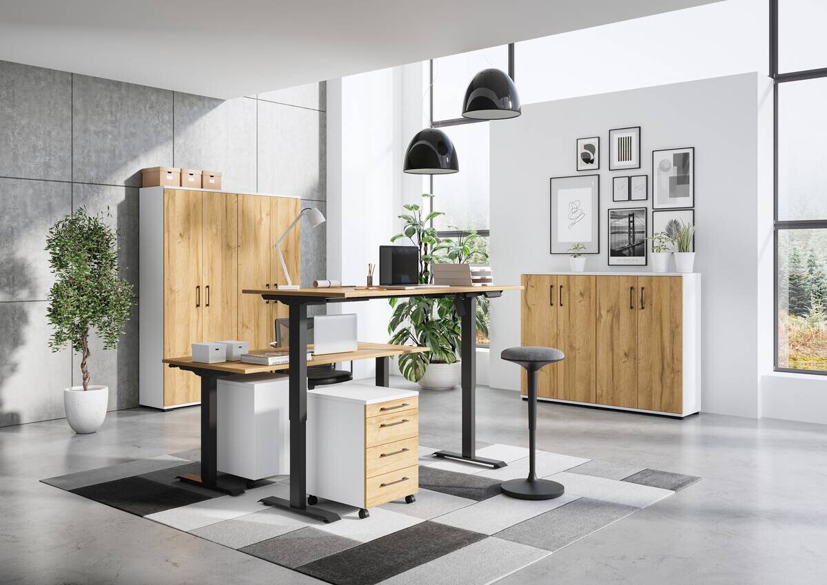 Schreibtisch 8022-582 Eiche Grand-Son Nachbildung schwarz B/H/T: ca. 120x118x80 cm