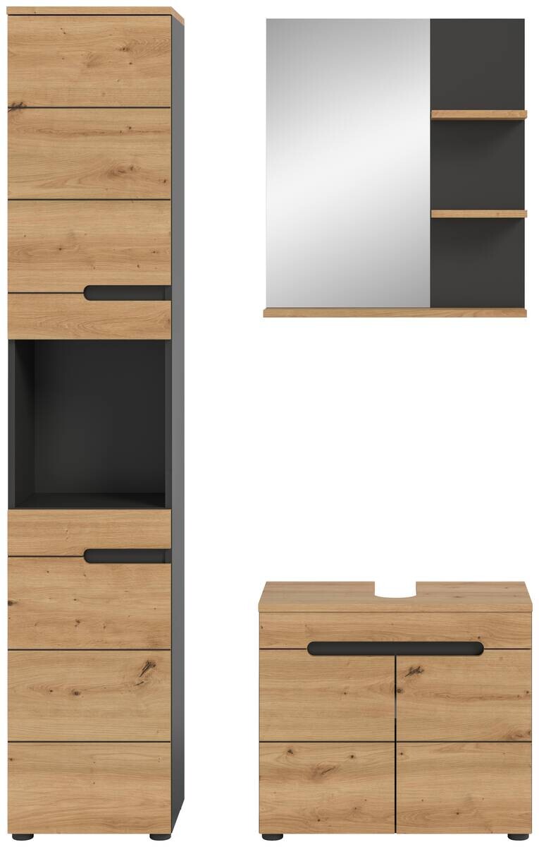 Badezimmer-Set Canu Basalt Eiche Artisan Nachbildung B/H/T: ca. 116x193x34 cm